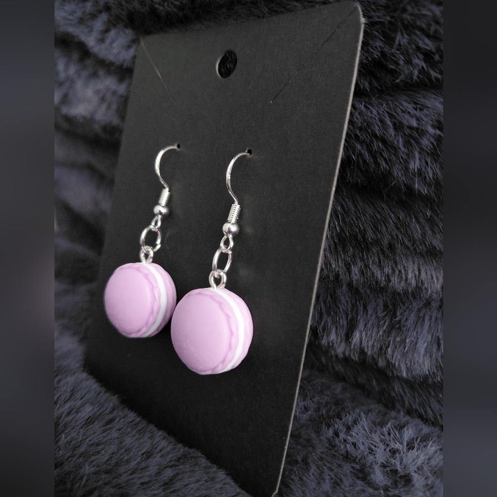 Handmade Purple Macaron Dangle Earrings